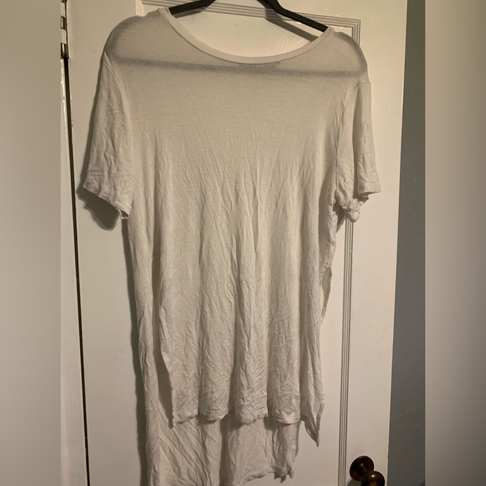 Brandy Melville High-Low Short Sleeve White Tee